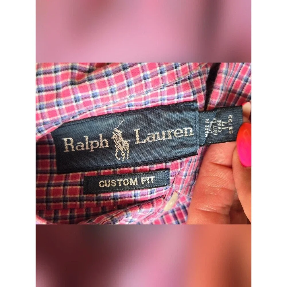 Polo Ralph Lauren Custom Fit Pink Plaid Button Down Shirt | Size 17 32/33